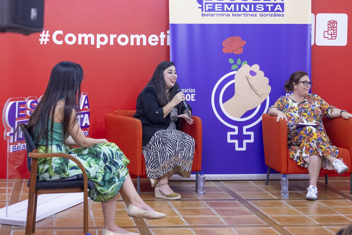 II Escuela Feminista Belarmina Martínez🌹 ➤ Mesa de diálogo intergeneracional con las compañeras @Ilujaima, @aliilanza y #RitaGómez 📍 @PSOE_LaLaguna