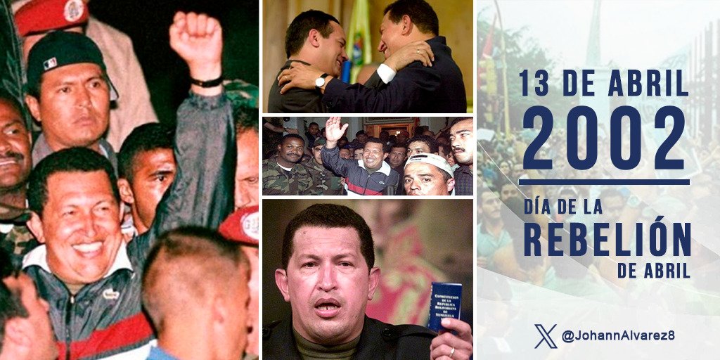 Hoy #13Abril rendimos homenaje a todos aquellos ciudadanos y soldados patriotas que con valentía, se unieron y derrotaron el golpe de Estado contra nuestro Comandante Chávez. Hoy como ayer, seguimos frustrando los planes fascistas en contra del Proyecto Bolivariano de Venezuela…