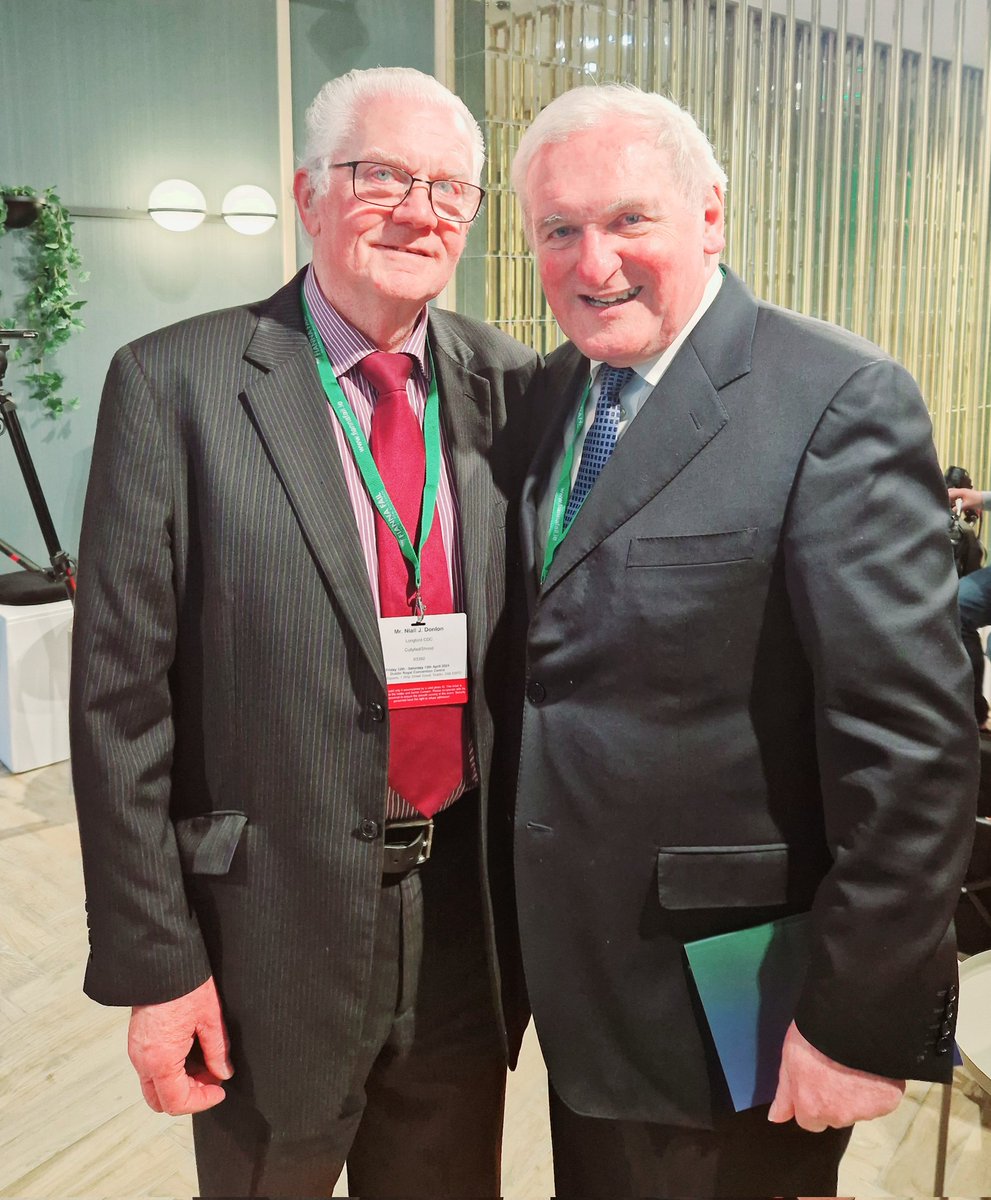 Longford's Niall Donlon has attended the <a href="/fiannafailparty/">Fianna Fáil</a>  #FFArdFheis continuously since he was 14yrs old. Never missed missed one in 61 years. An honour to have him accompany me today and of course he was delighted to meet with Bertie again
