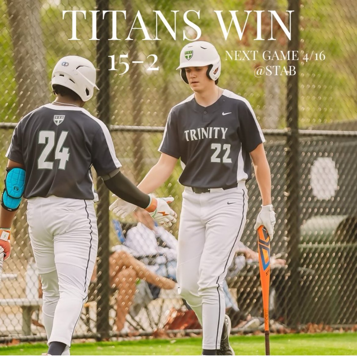 Titans move to 6-2 with a Win over FUMA @JalenGerman 3.0 IP, 7 Ks, Win @owen_giesen2026 2.0 IP, 1 Hit, 0 Runs @hartley_co64059 3-3, 5 RBIs, 3 Runs Scored, 2 SB @mcleod_lawson 2-2, 2 RBIs, 1 Run Scored @BrennanRidley24 2-4, 2 Runs Scored, RBI Next Game: 4/16 at STAB