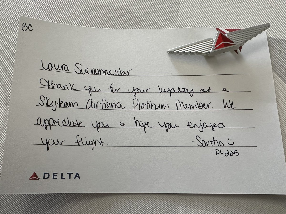 Consistently excellent. It’s always the small things & attention to detail. #travel #loyalty @delta
