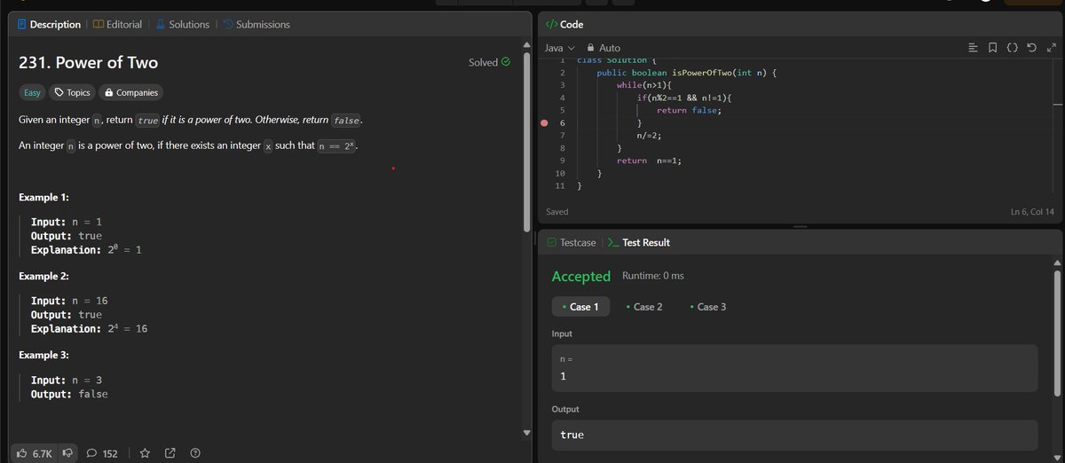 anupamk22024111's tweet photo. #Day2:- "Day 2 of #100DaysOfCode: Tackled a @LeetCode challenge on powers of two. Strengthened algorithmic skills and deepened math understanding. Excited for more learning ahead!"💻💡

#CodeJourney #AlgorithmMastery #CodingProgress #problemSolving https://t.co/0sHqRE087U
