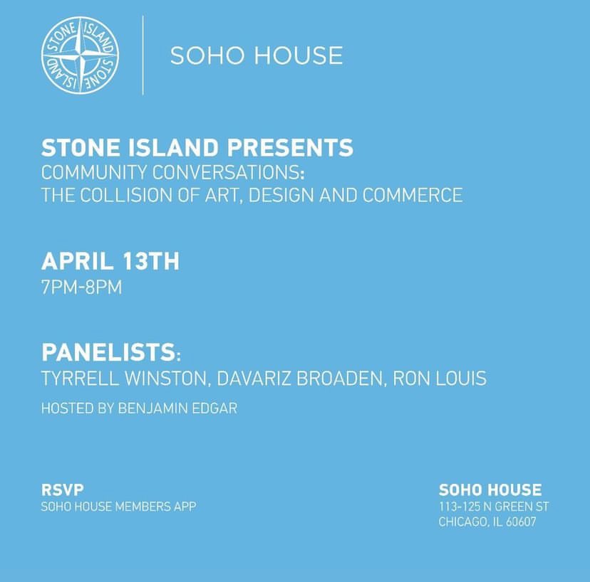campaigndeezy_'s tweet photo. first artist talk today with tyrrell winston, ron louis &amp; benjamin edgar

presented by stone island🎳 https://t.co/fP2yqi568w