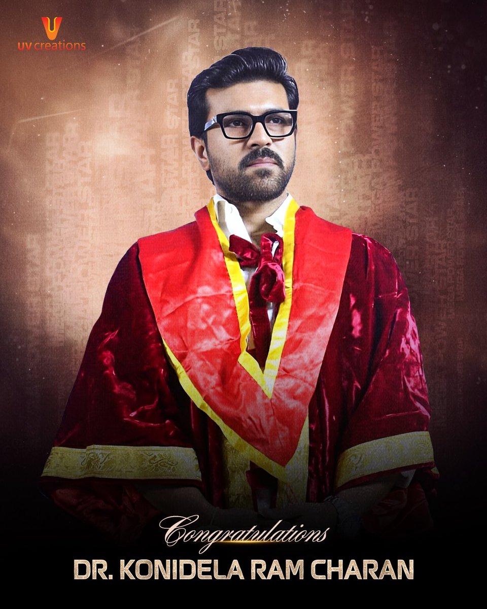 A standing ovation for #DrKonidelaRamCharan garu as the Vels University Tamilnadu, bestowed him with an honorary doctorate, solidifying his status as a true global icon 🌟 Congratulations #GlobalStar @AlwaysRamCharan sir 🥳