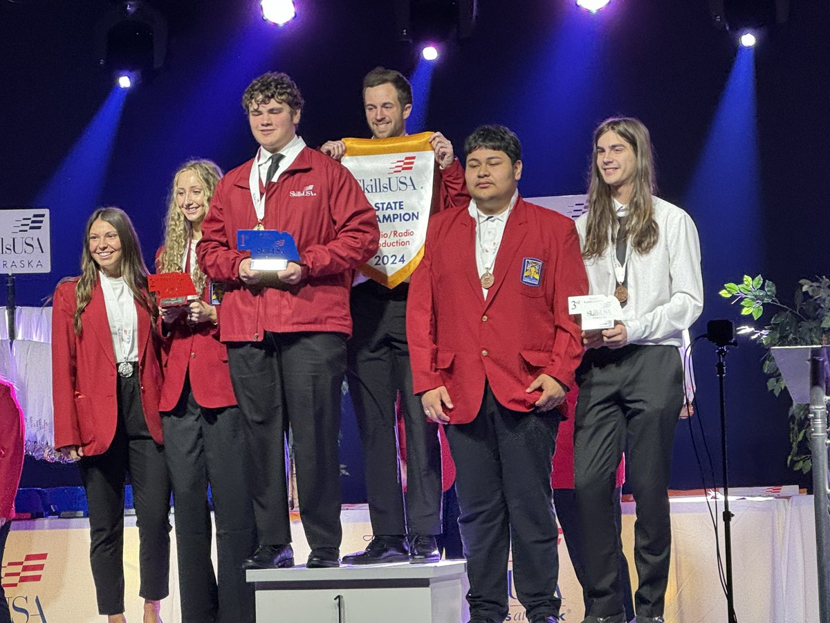 AuroraSkillsUSA's tweet photo. Three time state champs in Audio/Radio Production!  #aurorahuskies https://t.co/j8ehZHFXqe
