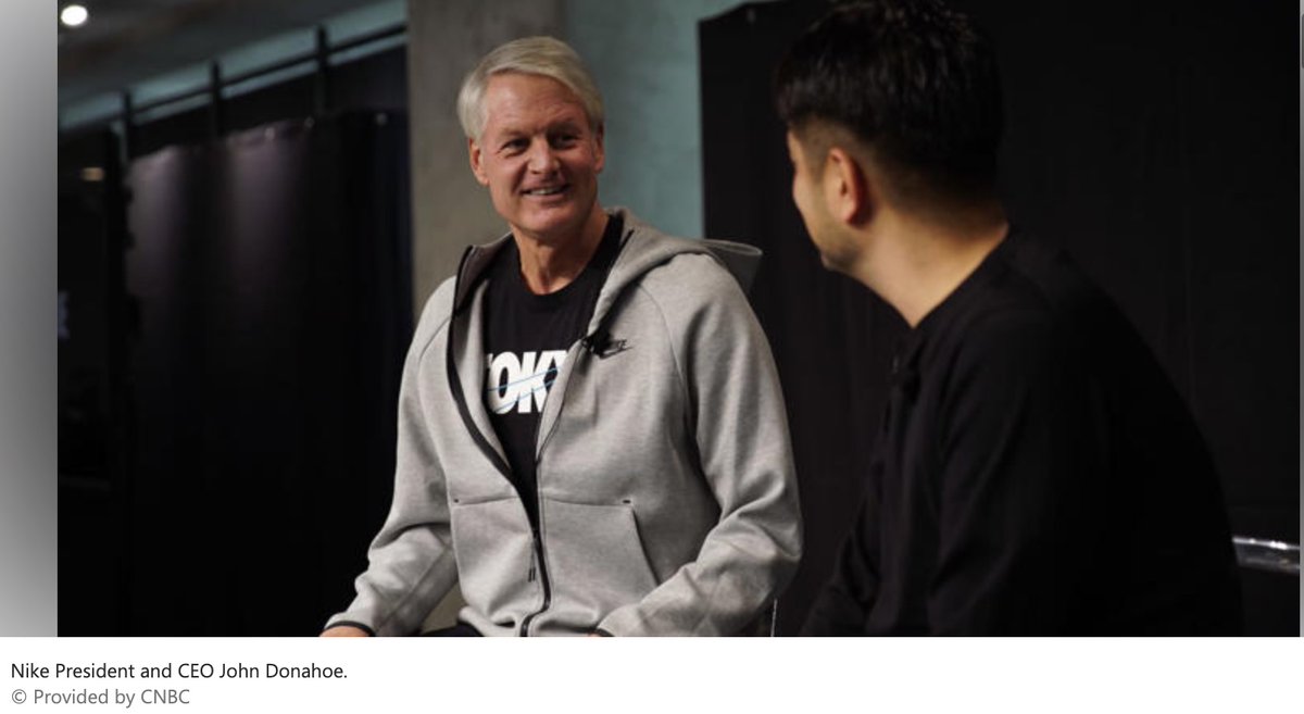Nike CEO John Donahoe blames remote work for the company's slowdown in innovating new products, saying it's hard to make a 'boldly disruptive shoe on Zoom.' msn.com/en-my/money/co… #remotework #Nike #Innovation