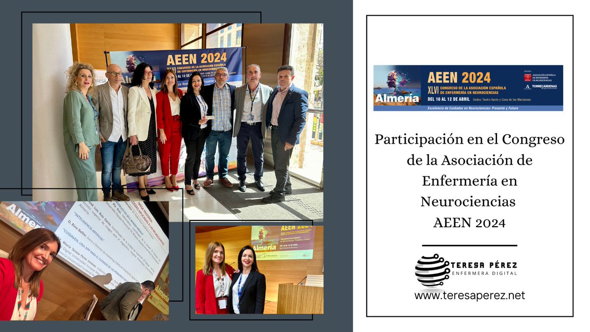 👩‍💻#NuevoPost Participación en el Congreso de la Asociación de Enfermería en Neurociencias AEEN 2024 teresaperez.net/2024/04/13/par…