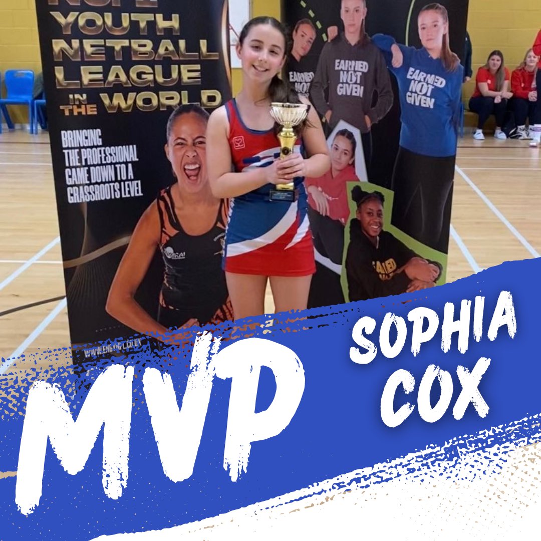 MOST VALUABLE PLAYER - SOPHIA COX 🏆 

Sophia received the overall MVP award across the whole of the U12 ENG Northern Youth Netball Premier League 🙌

Congratulations Sophia - very well deserved 🌟