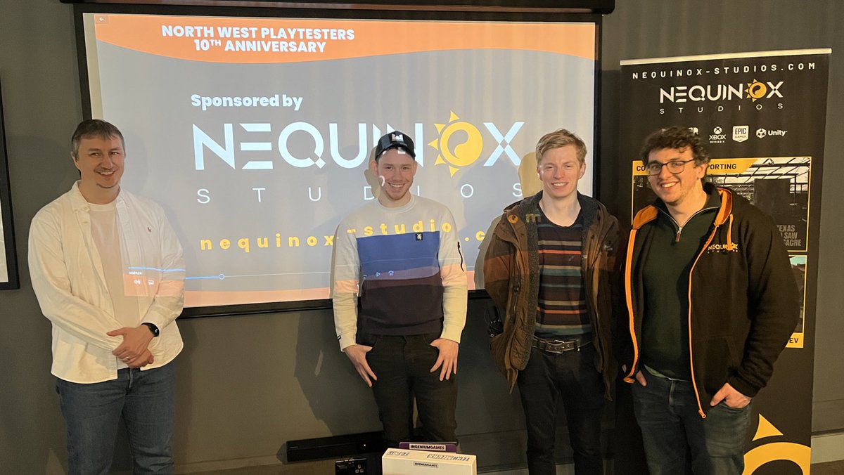 MCRGamesNet's tweet photo. Congratulations to North West Playtesters celebrating 10 years of meet-ups in Greater Manchester!
Featuring a great talk from @IngeniumGames and sponsorship from @NequinoxStudios &amp; @Futureworks_Mcr ❤️ https://t.co/Hy3v1noP7W