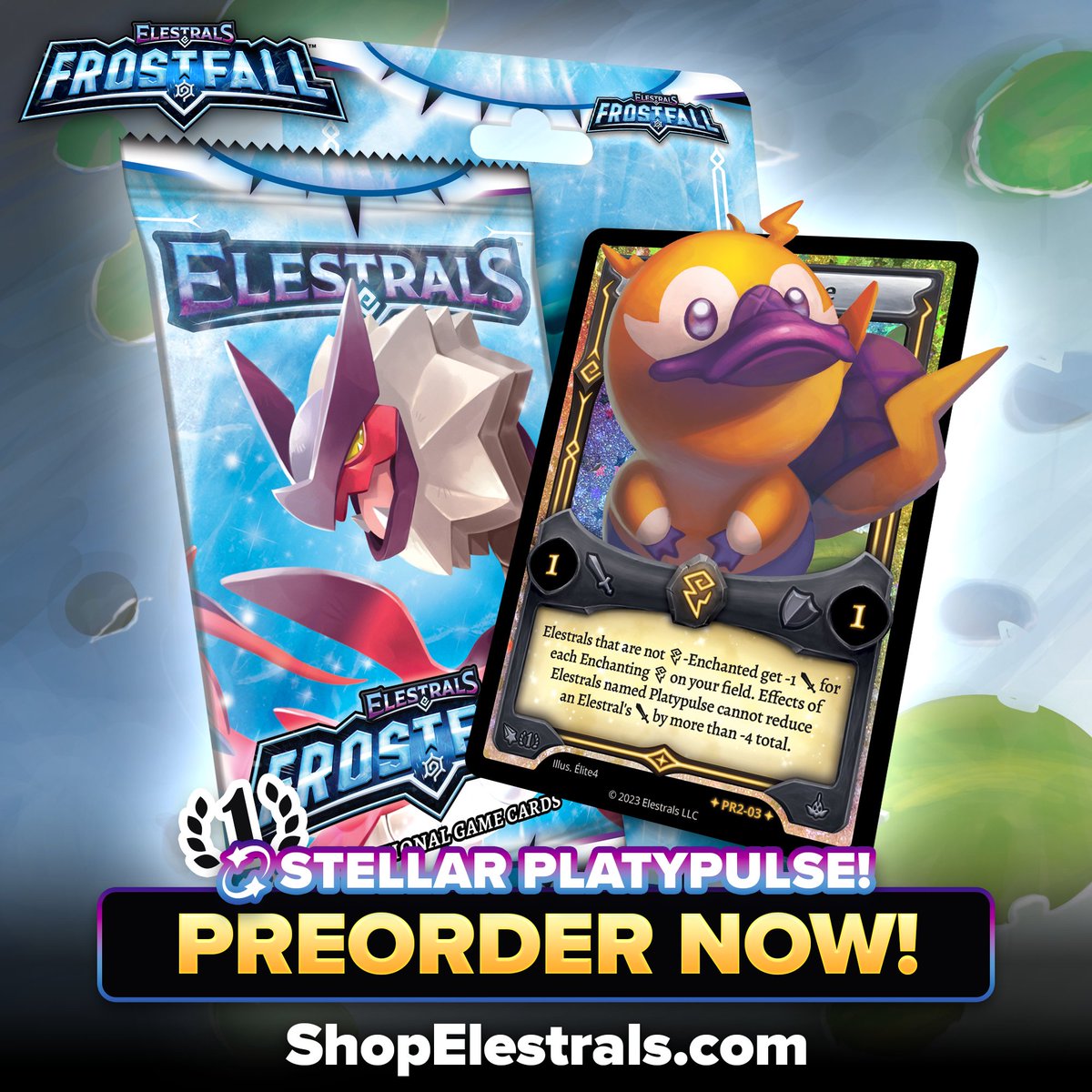 On a scale of 1 to 10: how cute is 💫Stellar Platypulse? Don’t you just want to add it to your collection? 👀 Pre-order your Blister Pack now!: shopelestrals.com/products/frost… #Elestrals #TCG #Frostfall