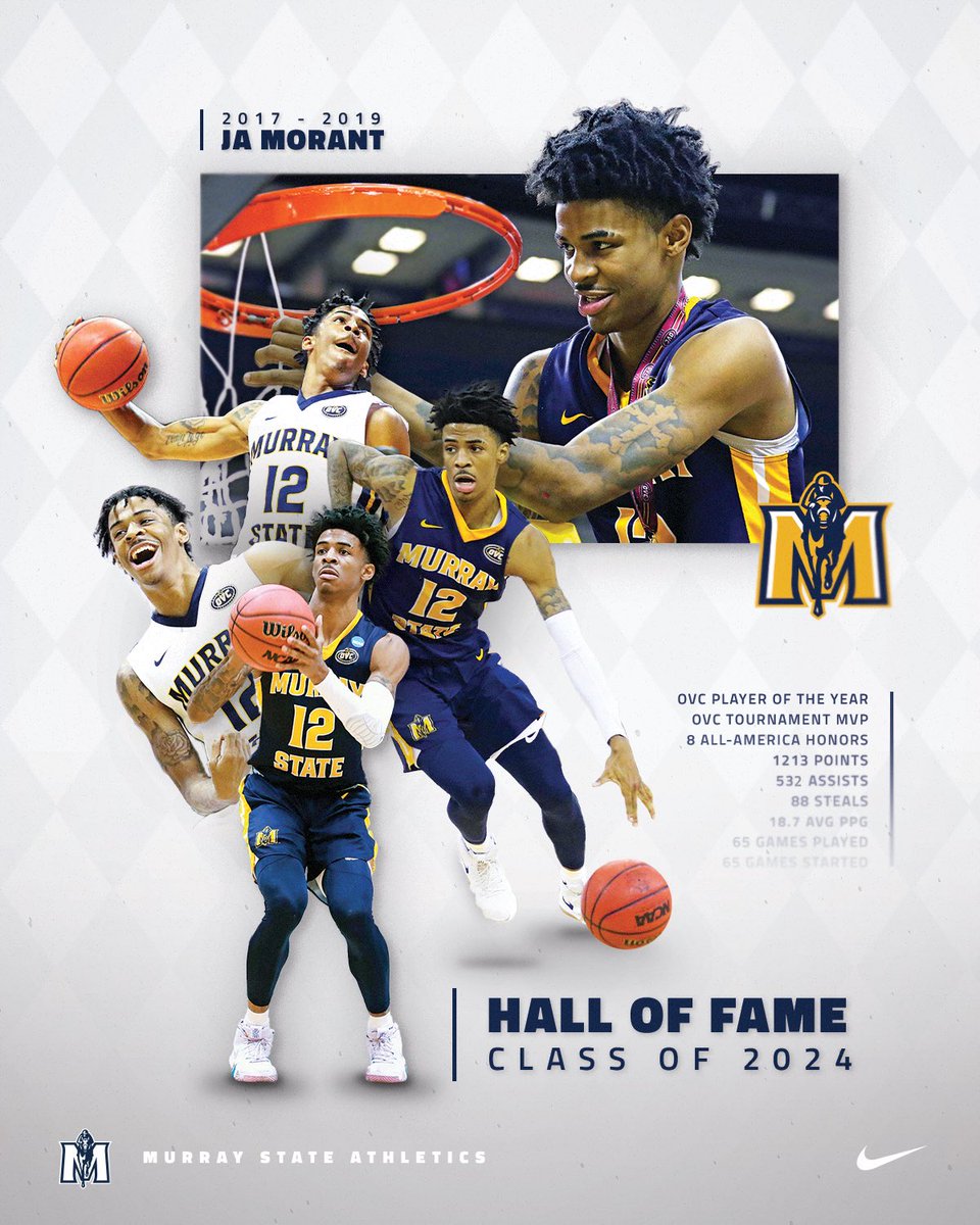 𝗧𝗵𝗲 𝗕𝗲𝘀𝘁 𝘁𝗼 𝗘𝘃𝗲𝗿 𝗗𝗼 𝗜𝘁. @JaMorant is the newest inductee to the @MSURacers Hall Of Fame! 🔗: t.ly/-6UFX #GoRacers🏇