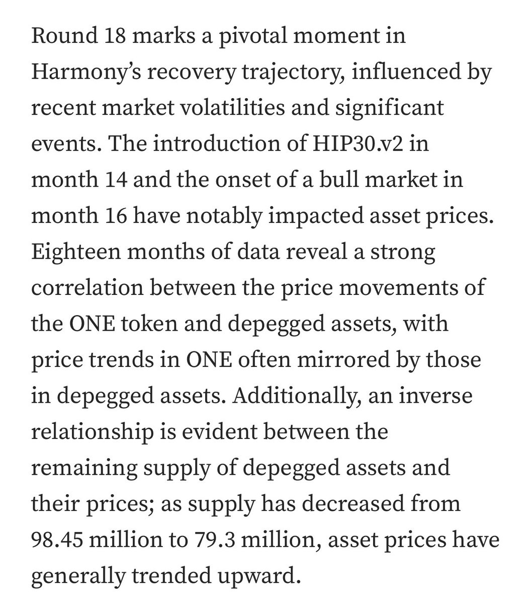 🚨 @harmonyprotocol / @recoveryonefdn Round 18 marks a pivotal moment in Harmony’s recovery trajectory, influenced by recent market volatilities and significant events. ✅ The introduction of HIP30.v2 in month 14 and the onset of a bull market in month 16 have notably impacted…