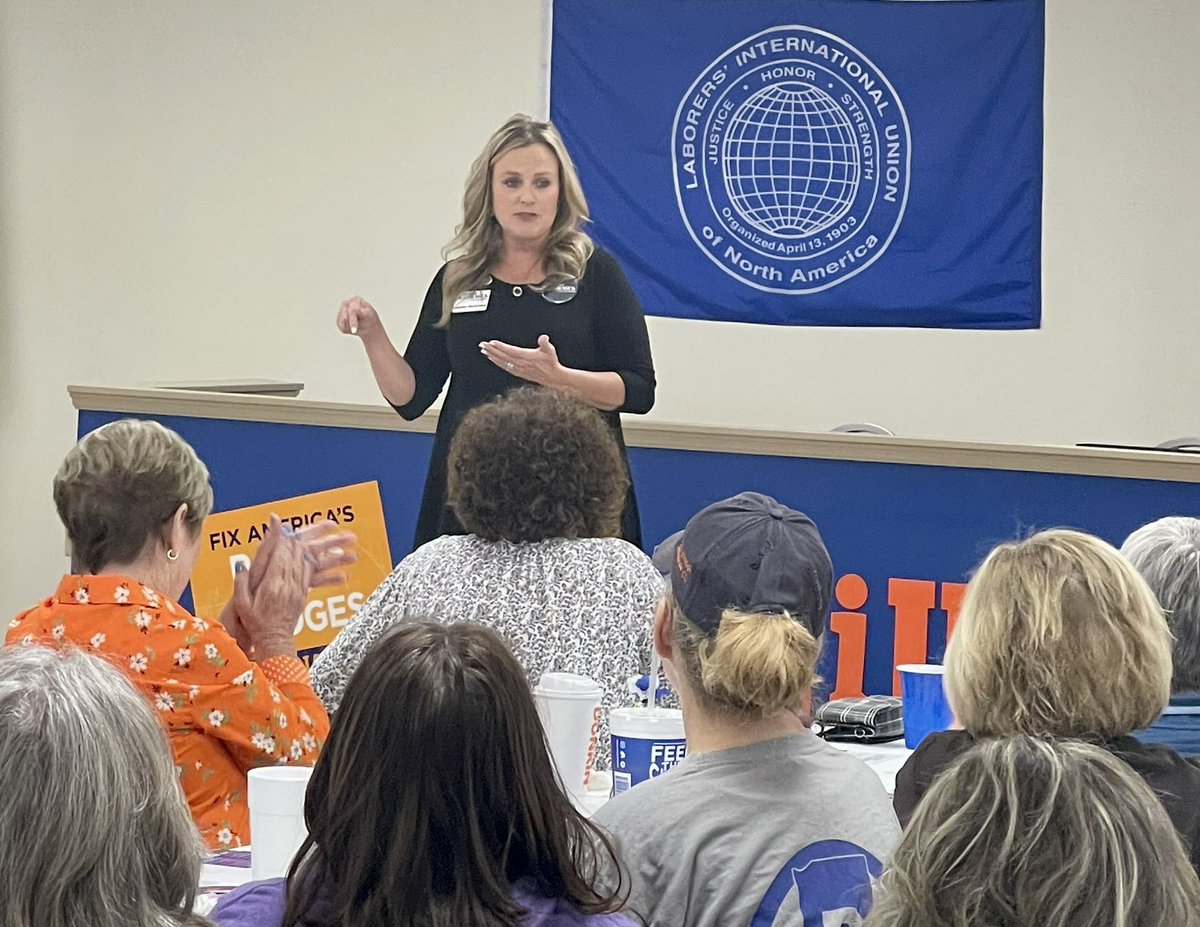 Thanks to Laborers 561 for hosting breakfast in beautiful Evansville. Great turnout @vancountydems @INDems. Honored to share my message of restoring reproductive rights, protecting education, and fighting for good paying jobs.