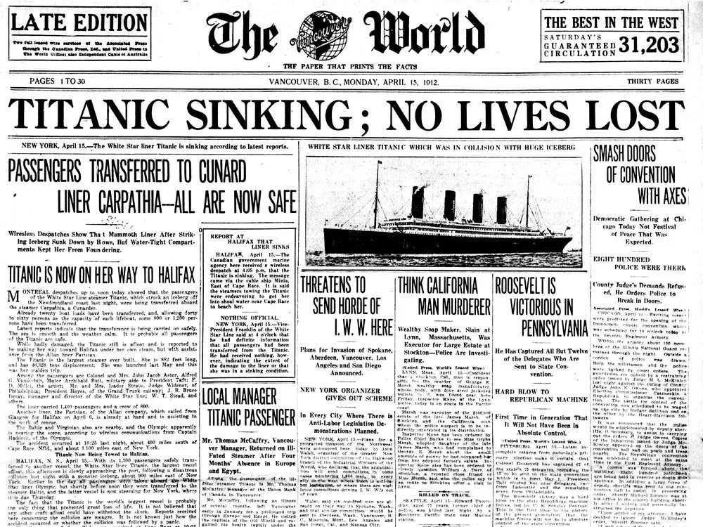 15 April 1912: After hitting an iceberg, the “unsinkable” RMS #Titanic sinks in the North Atlantic, killing 1,517 people out of 2,206 on board. #History #OTD #ad amzn.to/2yb9cwo Please support URDailyHistory by clicking on our Amazon link above before shopping. Thanks!