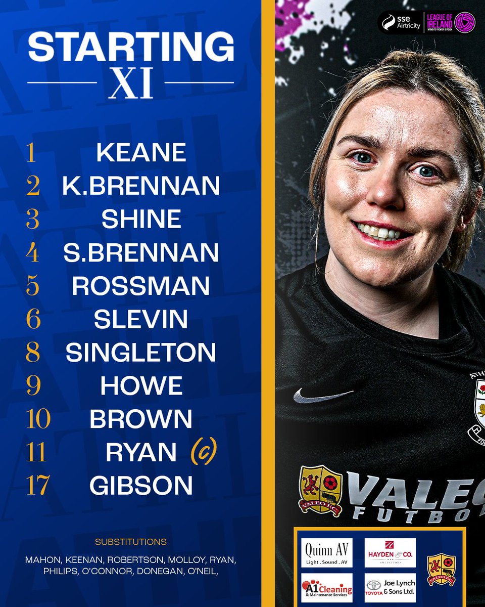 Tonight's Starting XI 📜 Here is your starting XI vs Peamount United! #CmonTheTown | #SupportLocal 🔵⚫️