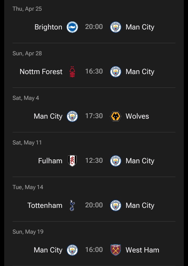 I'm sorry but we are so winning this league if this is our remaining PL games