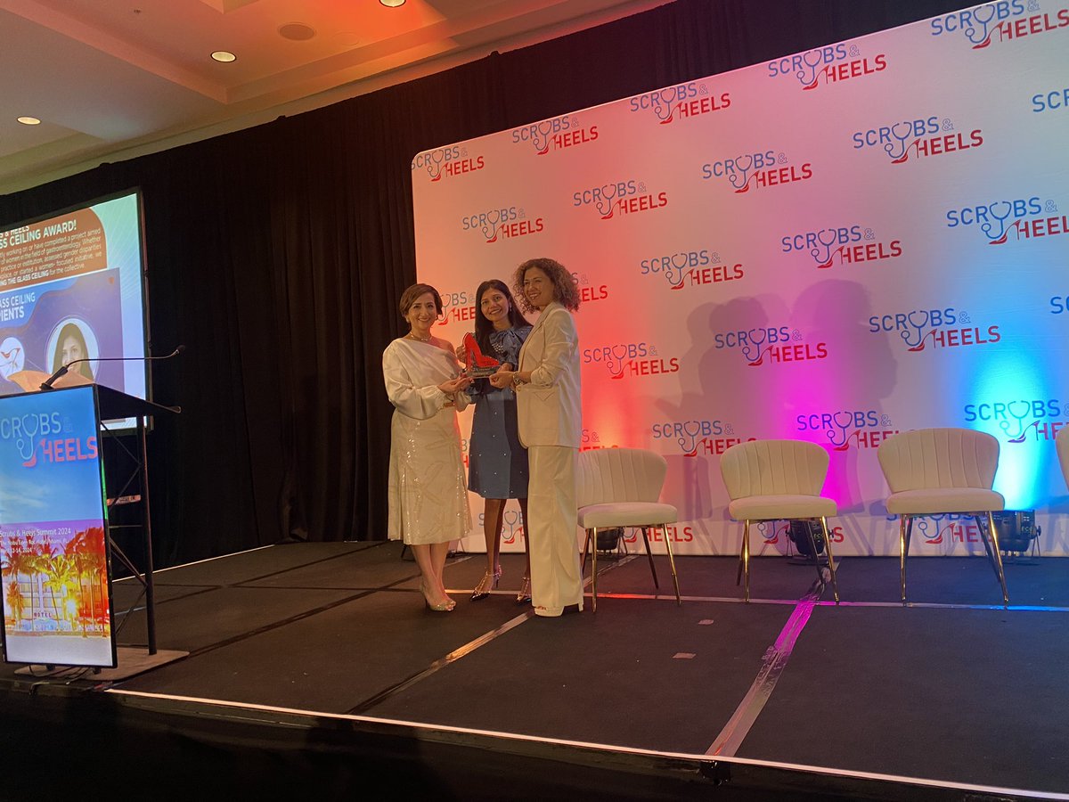 The incredible @rina_sanghavi wins the #ScrubsNHeels24 Break the Glass Ceiling Award! @NASPGHAN @ScrubsNHeels