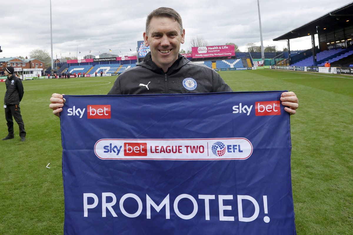 We did tell you 😉 A seventh promotion in just 13 full seasons as a manager for this remarkable man 👑 #StockportCounty
