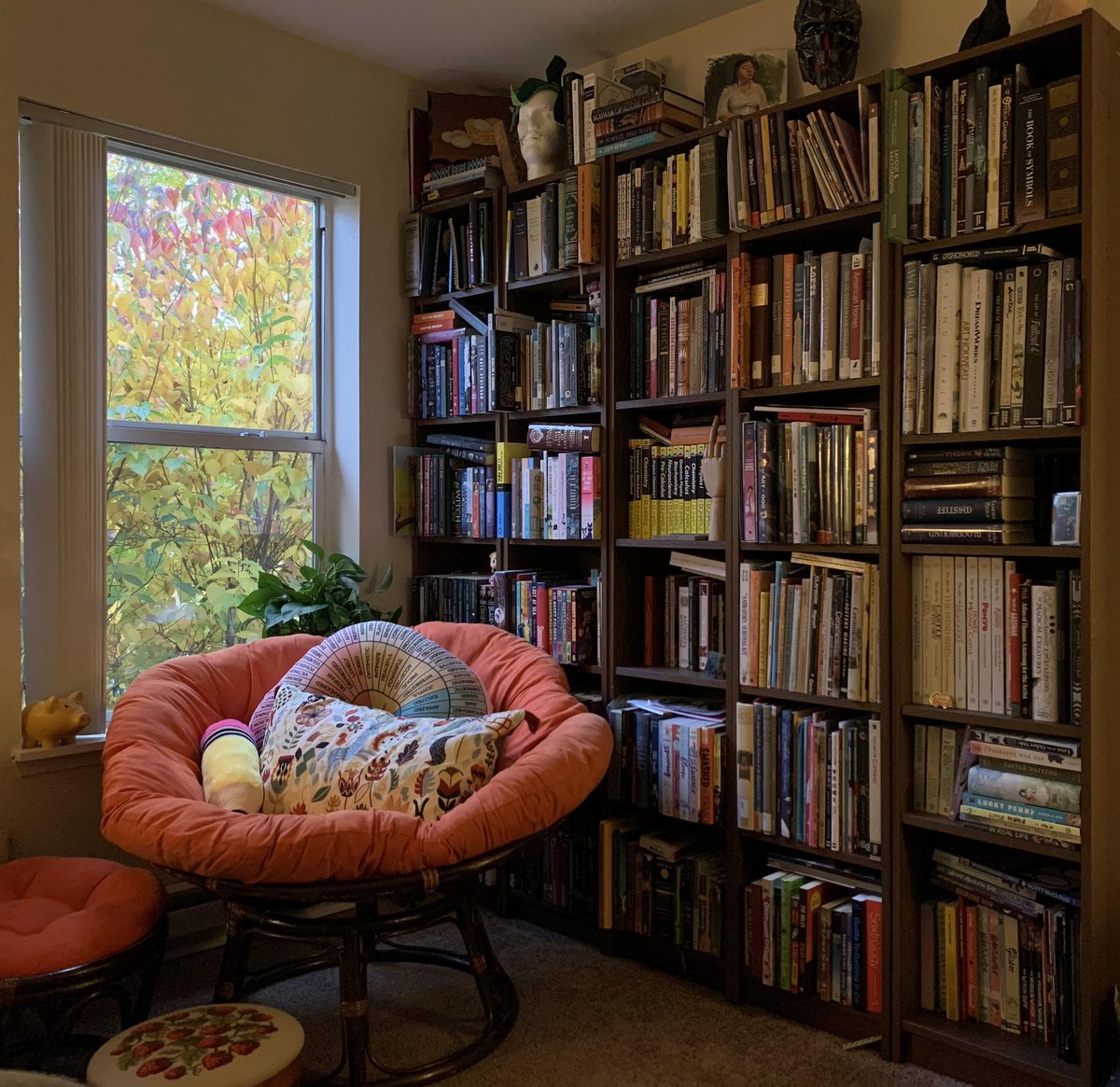 A dream reading place. 
The most favorite spot in the house. A perfect Book corner. #BookCorner #FavoriteSpot 📚