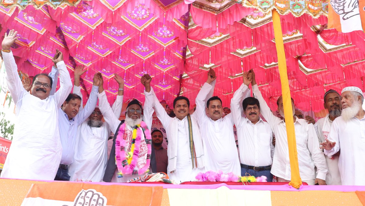 Snapshots of Assam PCC President @BhupenKBorah ji's election campaign for Karimganj Loksabha INC candidate Hafiz Rashid Ahmed Choudhury ji at Karimganj.