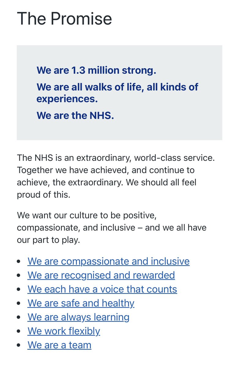 Let’s take a dive into the NHS “People Promise”, first launched in 2020. Below are the 7 components, but how are would you say NHS management of all levels are doing against them? These are my views based on my experience representing NHS doctors and nurses for >10yrs. A 🧵