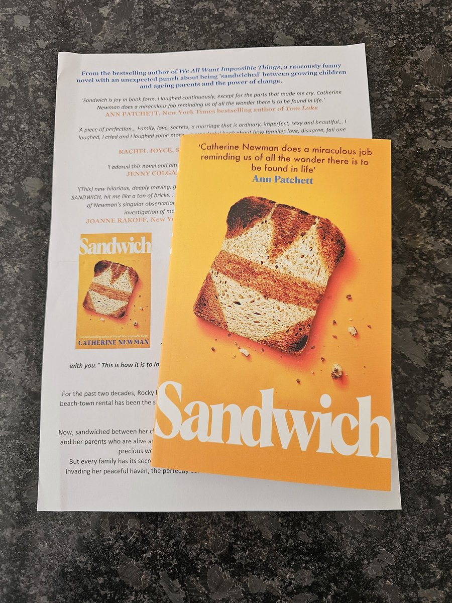 Thank you so much @alisonbarrow for my copy of #Sandwich by Catherine Newman Published 6th June @DoubledayUK #bookbloggers #bookX #booktwitter