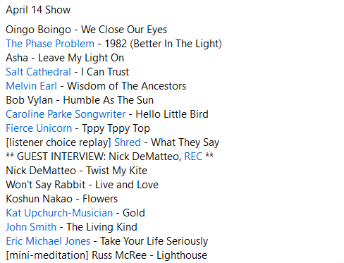 Great new posi this wk incl. The Phase Problem, Asha, @SaltCathedral @MelvinEarlMusic @carolinerparke Fierce Unicorn, @ShredOfficialDK @nick_dematteo @wontsayrabbit Koshun Nakao, Kat Upchurch, @thejohnsmith Eric Michael Jones, @russmcree 
#posi #indie 
mixcloud.com/Anything_Anyth…