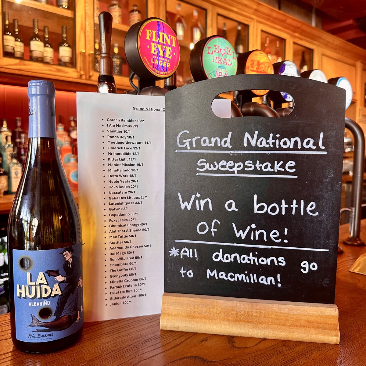 In for the Grand National???
Enter into our sweepstake for your chance to win a bottle of wine! All donations will be going to MacMillan and any donations are accepted 💚 

#grandnational2024 #sweepstake #pickawinner #blackboard #bottleofwine #teddinton #highstreet #london