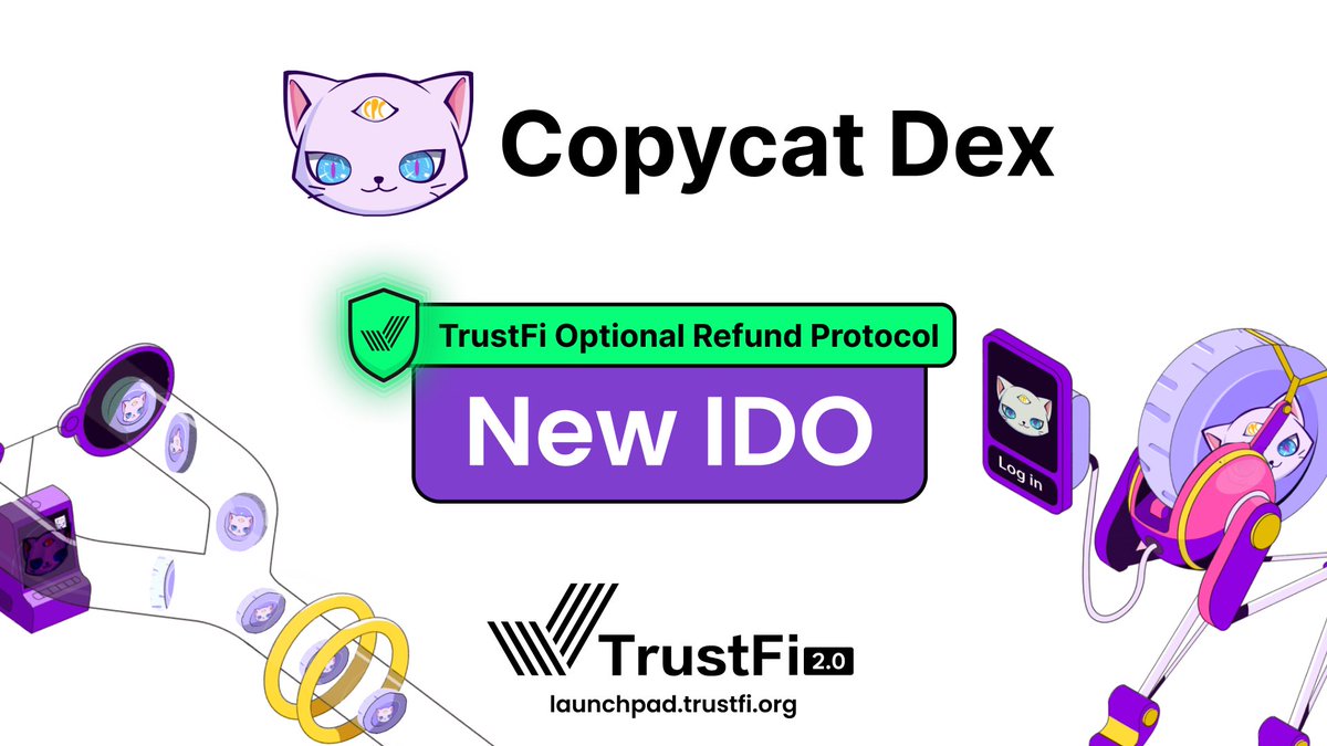 📣Proud to present TrustFi Launchpad's Next TOR-Protected IDO on BSC: COPYCAT DEX (@CopycatFinance) ⚠️ Backed by #BinanceLabs 💡Copycat DEX is an on-chain derivatives protocol developed by the Copycat Finance team, offering multi-chain decentralized perpetual contract services…