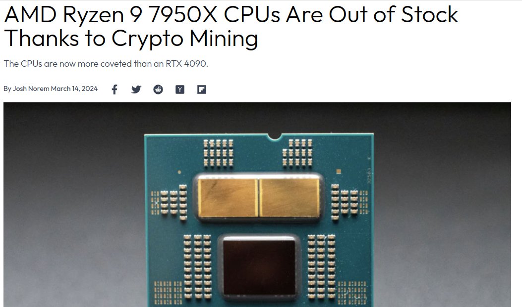AMD Ryzen 9 7950X CPUs Are Out of Stock now which was predicted by $QUBIC 's founder !