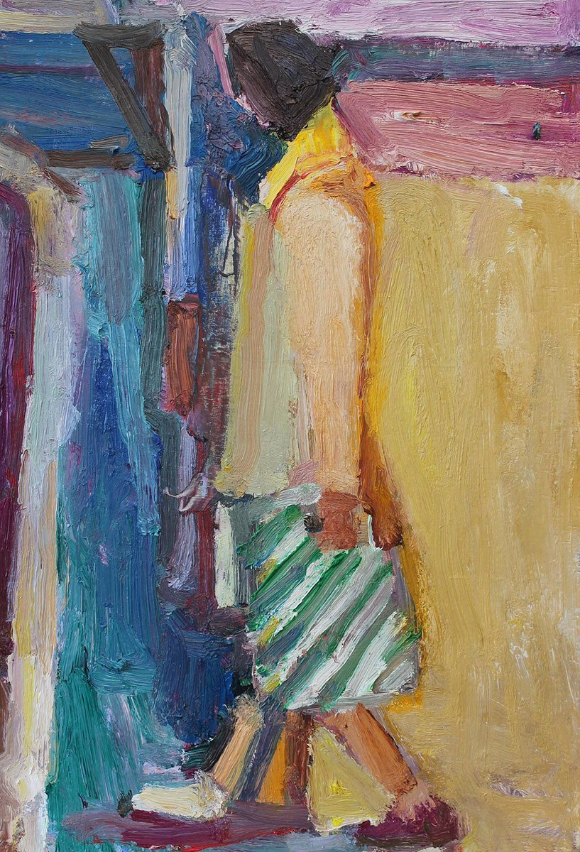 Woman with Stripey Bag by Craig Jefferson
Available to buy from our website: buff.ly/3LP81Tp 
Search by subject, artist, medium or price to find the perfect picture. FREE UK P&P

#newenglishartclub #NEAC #art #artist #painting #supportartists #buyart