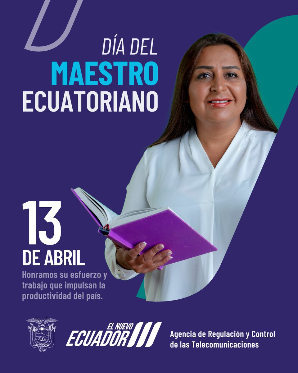 🗓️🇪🇨 | Feliz #DíaDelMaestro, saludamos a las personas que se dedican a educar a nuestros niños y jóvenes con su esfuerzo, paciencia y dedicación. En #ElNuevoEcuador trabajamos para dotar de herramientas tecnológicas que permitan una educación inclusiva. #CuidamosTusConexiones