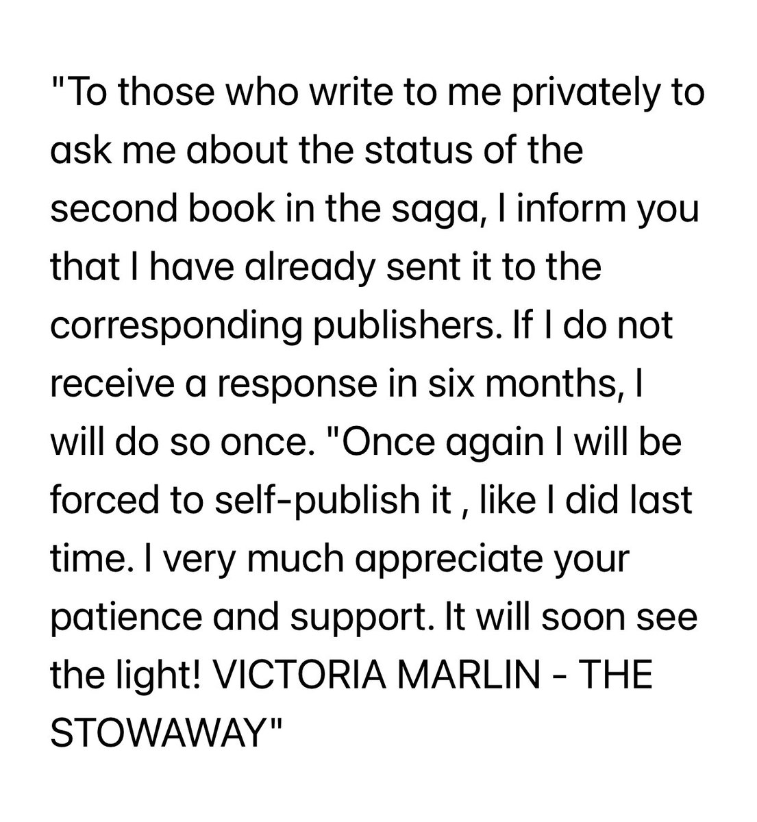 Coming soon: VICTORIA MARLIN 2 - THE STOWAWAY.
