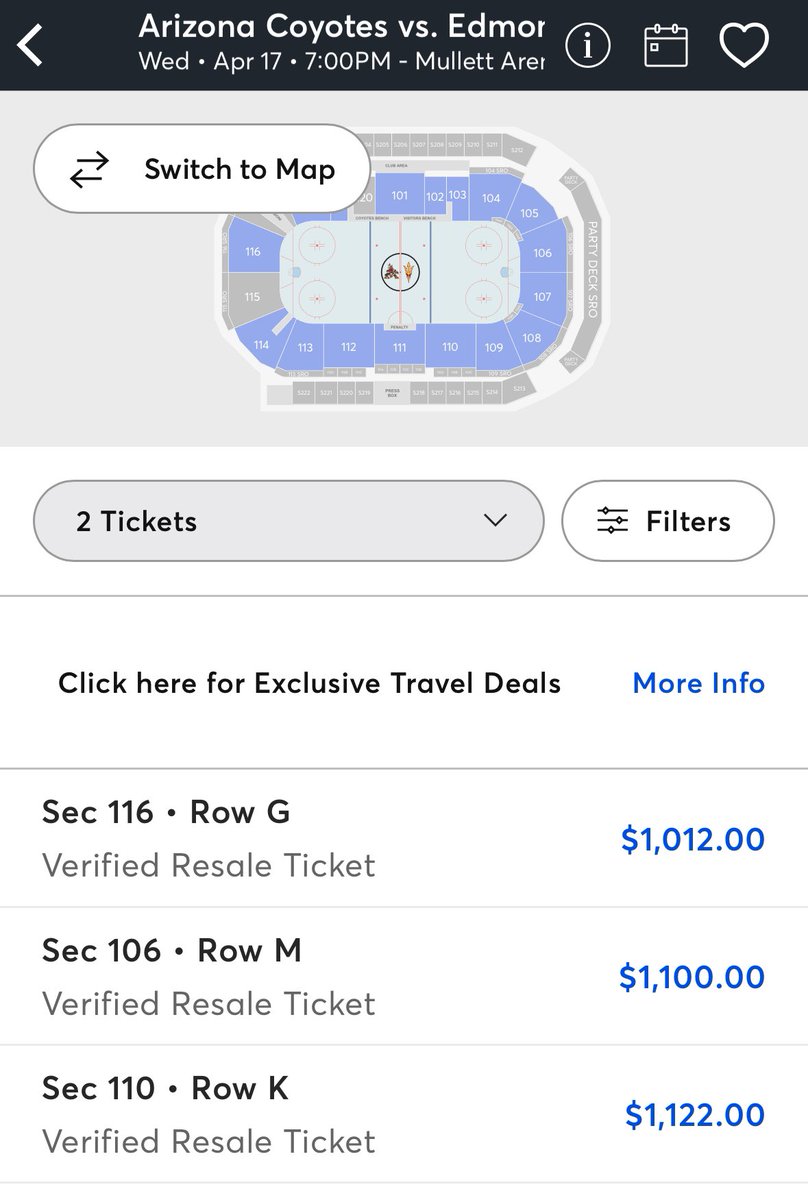 The @ArizonaCoyotes Coyotes final game in Arizona has jumped from a $300 per ticket “get in” to over $1000
