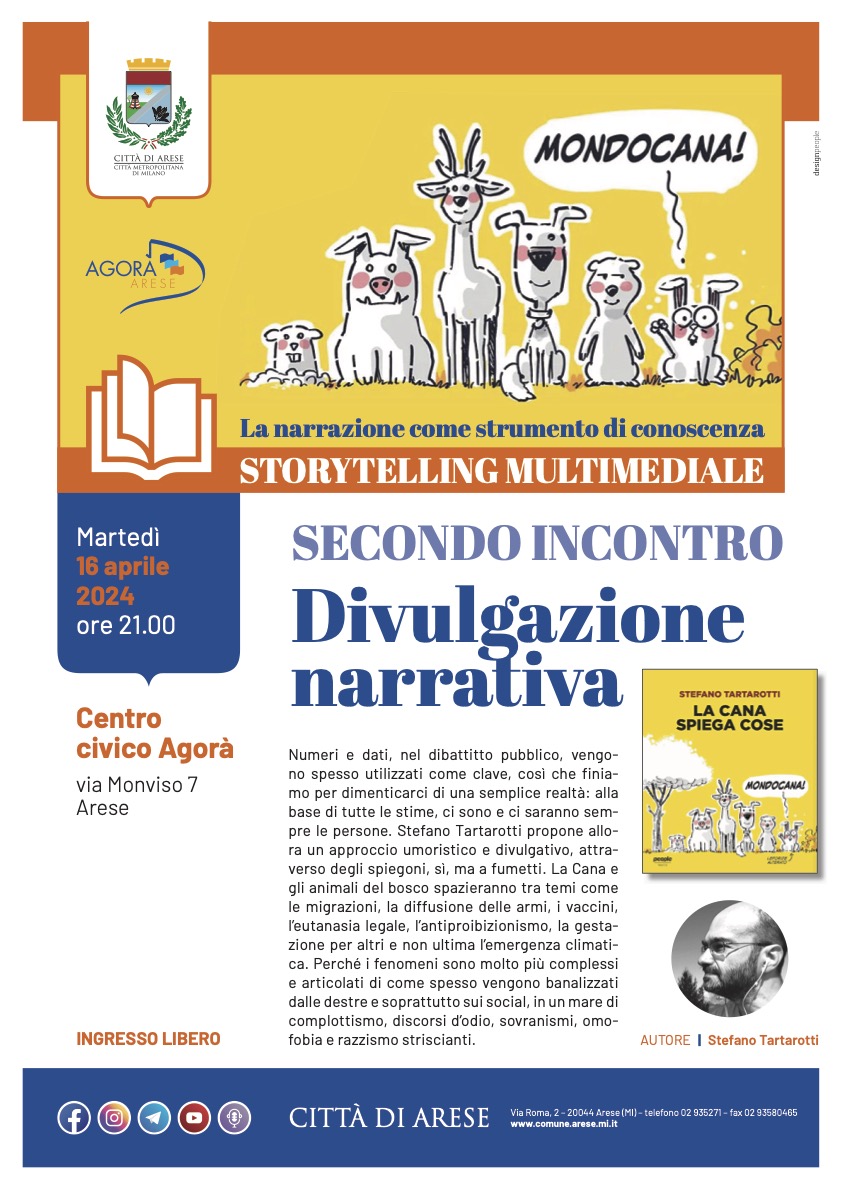 Martedì 16 aprile, alle 21, la Cana e io saremo ad Arese presso il Centro Civico Agorà (via Monviso 7) per presentare il libro 'La Cana spiega cose' edito da @peoplepubit . Si potrà acquistare il libro, farselo autografare, dare una carezza alla Cana ed essere leccati dalla Cana.