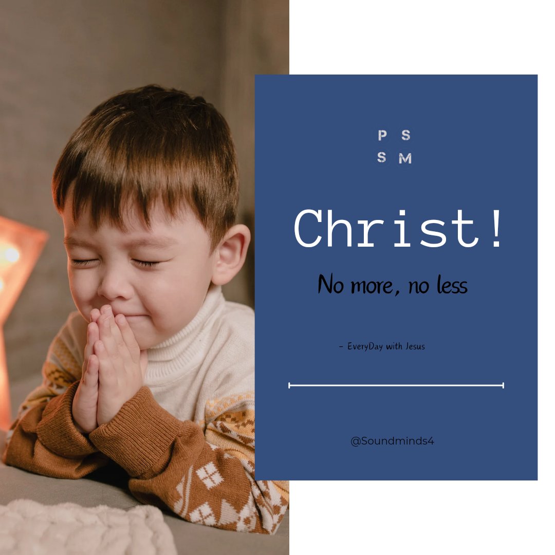 SoundMinds4's tweet photo. Christ!
No more, no less

- Everyday with Jesus

#JesusSaves #soundminds #pssm #christ #weekends #Saturdays https://t.co/UO2hAtX2mj