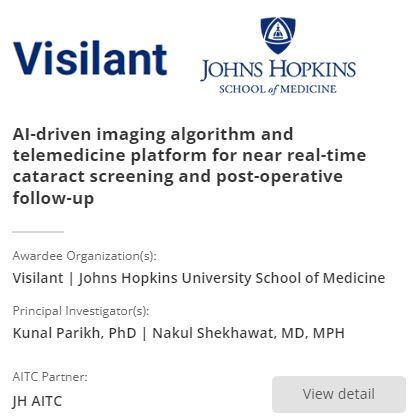A groundbreaking venture by Visilant & @HopkinsMedicine with @JH_AITC: an AI-driven platform for swift cataract screening and post-op follow-ups. #a2pilotawards #awardees #jhaitc #cohort1 #computervision bit.ly/49MQyrx