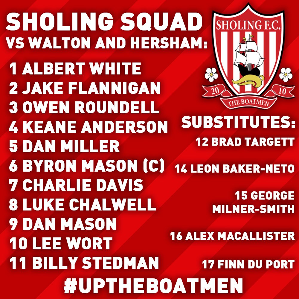 Your 𝗦𝗧𝗔𝗥𝗧𝗜𝗡𝗚 𝗟𝗜𝗡𝗘𝗨𝗣 for today’s game against @waltonhershamfc 

#uptheboatmen