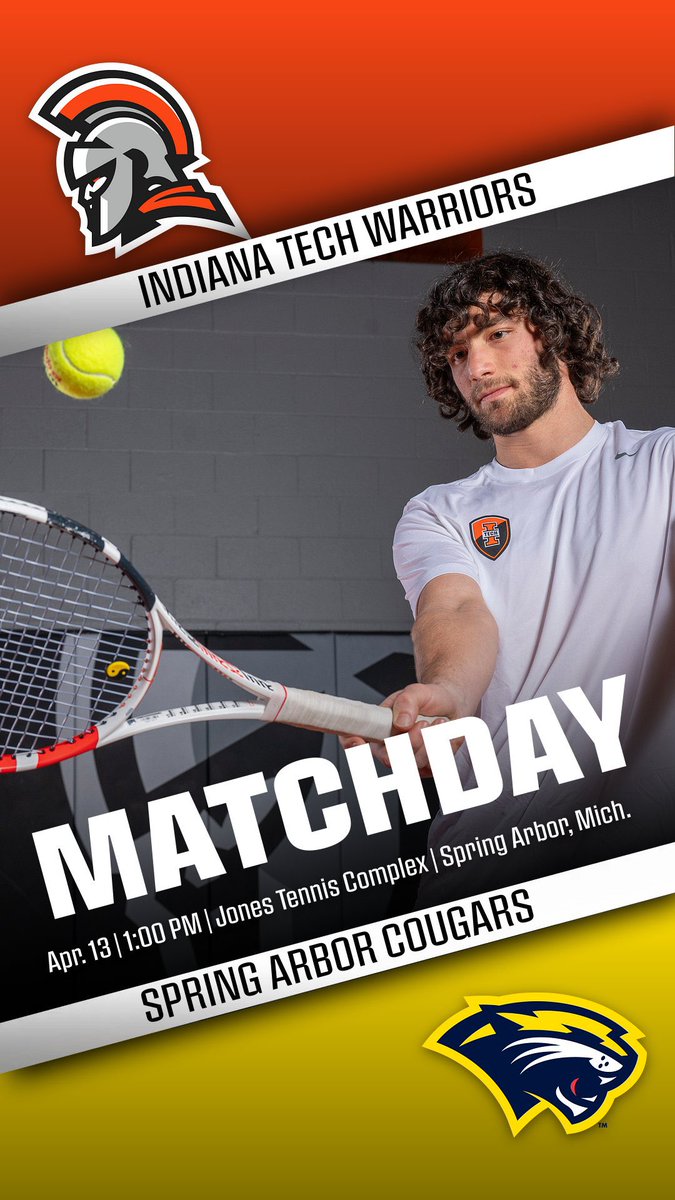 INTechWarriors's tweet photo. It’s MATCH DAY Warriors! The @INTechTennis teams head to Spring Arbor for their last match of the regular season at 1pm, while the  @IN_TECHGOLF teams are back in Kentucky to compete in the Alice Lloyd Invitational #GoWarriors #WinIT https://t.co/uKfMrqaxpP