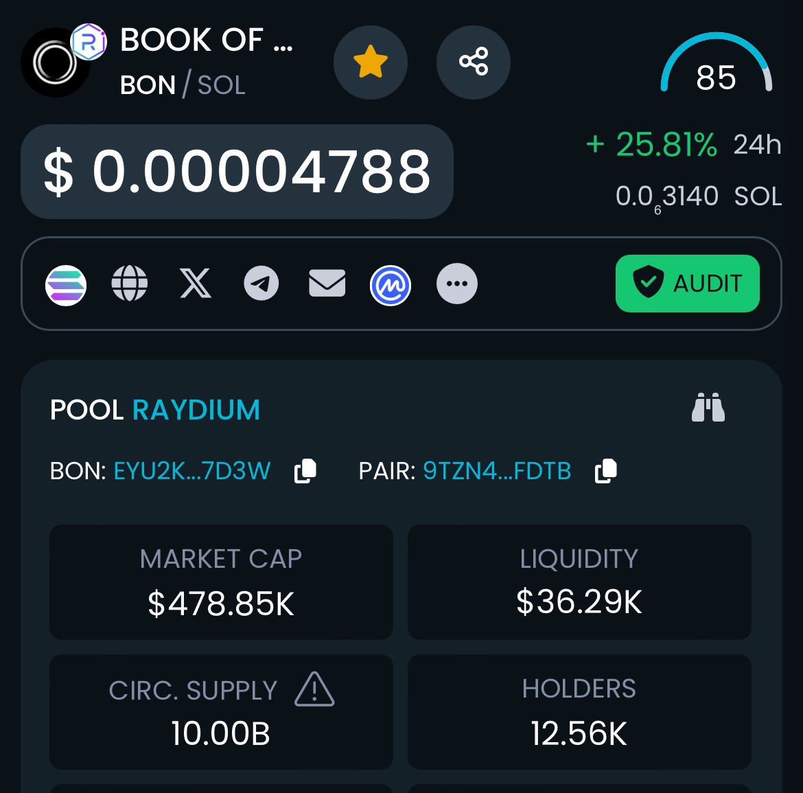 History shows us always the red chart buyers get maximum profit $BON Start buying at bear market and enjoy the bull market like a king🔥 $BON will shock the world when we hit the bull market again just a matter of few days🚀 dextools.io/app/en/solana/…