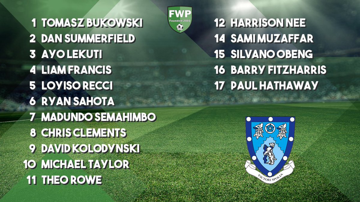 RUGBY TOWN: Bukowski Summerfield Lekuti Francis Recci Sahota Semahimbo Clements Kolodynski Taylor Rowe; SUBS: Nee Muzaffar Obeng Fitzharris Hathaway @PitchingIn_