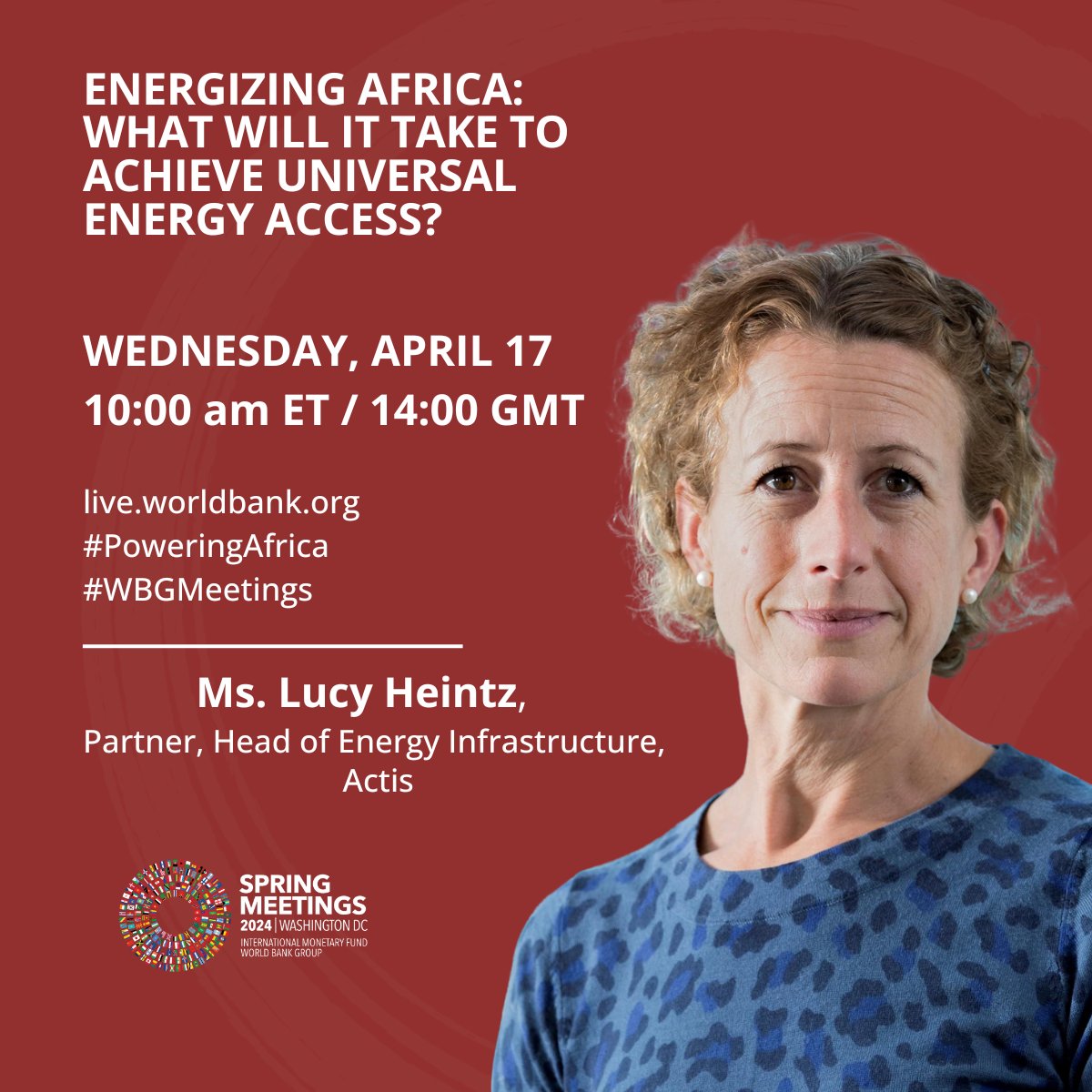 #WBGmeetings EVENT | What will it take to achieve universal #EnergyAccess in Africa? Join the conversation with a panel of experts from the public and private sectors to find out! April 17, 10am ET | 2pm GMT wrld.bg/SWBa50Rfq7O #PoweringAfrica