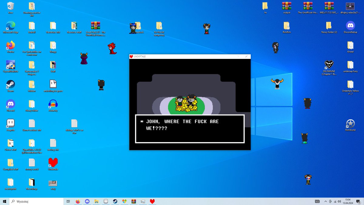 MetaVandetta23's tweet photo. Happy Homestuck 4/13!! While I dont have fanart for today, I made custom walk buddies for Desktoptale for Alterniabound section just for it! Please, enjoy!
https://t.co/QIrRkZaifL
#Homestuck413 #Homestuck #desktoptale https://t.co/spjfEziJoW