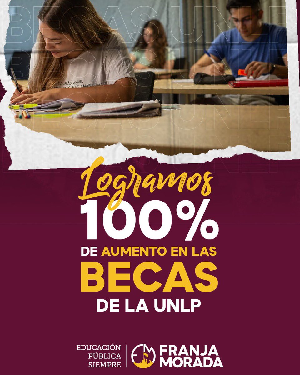 Celebramos la decisión de la @unlpoficial de aceptar nuestro pedido, desde nuestro lugar y sabiendo la difícil situación que atravesamos como estudiantes, seguiremos solicitando más aumentos  en los montos de las becas y políticas de bienestar estudiantil.