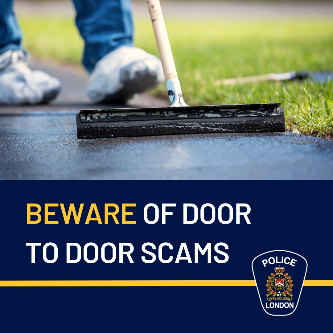 #ScamAlert!⚠️ Remember, door-to-door sales are not permitted in ON. There have been reports of suspicious driveway repair/asphalt salesmen in #LdnOnt. Be wary if someone is offering to repave or seal your driveway with a sense of urgency. Never give cash upfront for home repair.