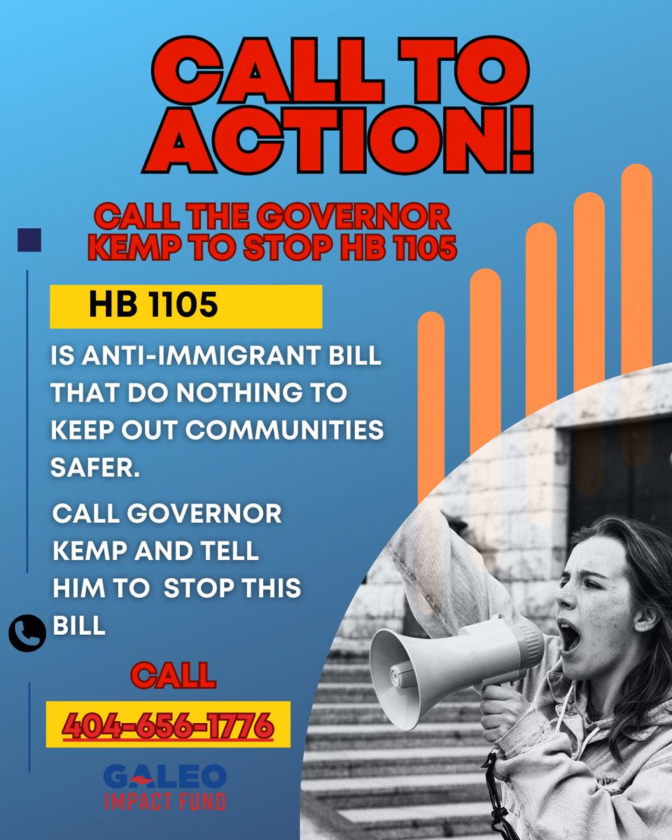 We at the GALEO Impact Fund have no reason to believe HB 1105 will get us closer to achieving these goals. HB 1105 will drive a wedge between local law enforcement and the communities they serve. Call Gov Kemp or
tweet and say NO bit.ly/tweetnotohb1105