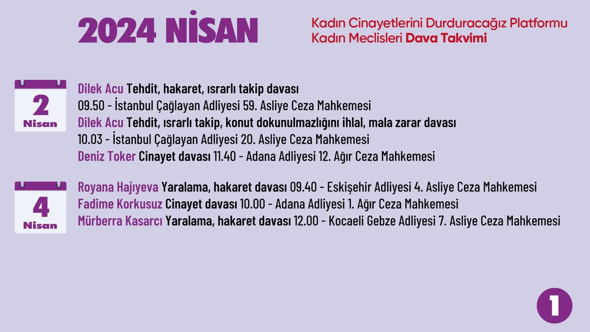 Nisan ayında kadınlara adalet için, il il adliyelerde mücadeleye devam ediyoruz. #AslaYalnızYürümeyeceksin