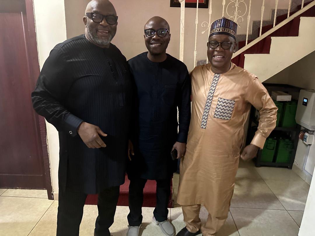 Publisher/Editor-in-Chief Dan Akpowa, past & present Executive Secretary of NEITI, Waziri Adio & Dr Orji Ogbonnaya Orji respectively at the event. @DrOrjiOOrji @EITIorg