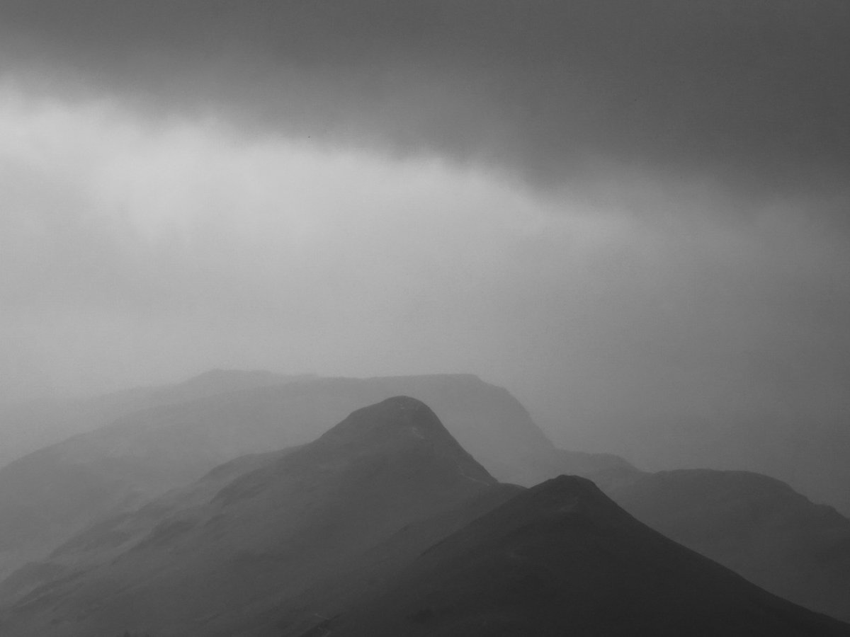 Rain and low cloud over Catbells yesterday. The Lake District can be beautiful but the price is bad weather.