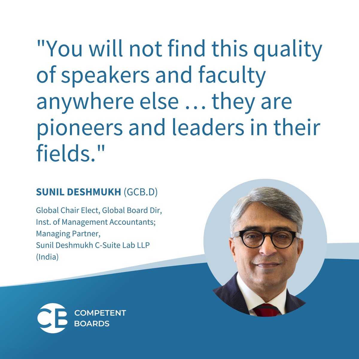 Thank you Competent Boards alumnus Sunil Deshmukh for your kind words! Want the same experience? Learn more about our #Sustainability & #ESG Designation and Certification competentboards.com/programs/susta… #ExecutiveEducation #BoardEducation
